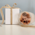 Beautiful handmade candle gift crafted with eco soy wax, decorated with crystals and dried flower petals