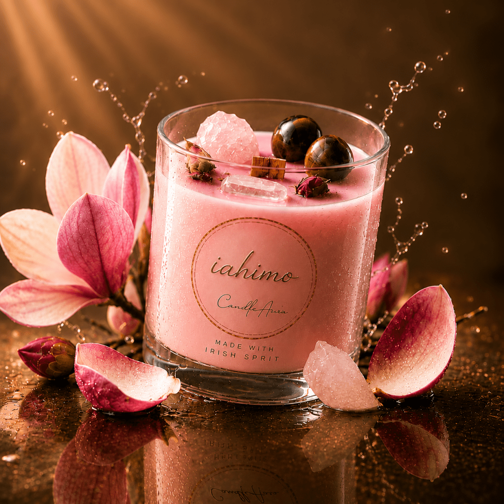 Luxury scented candle handmade with natural soy wax and wooden wick