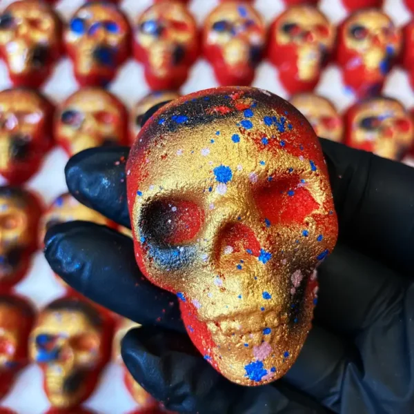Magic Red Skull Bath Bomb – Spooky Fizz & Floral Scent - Image 3