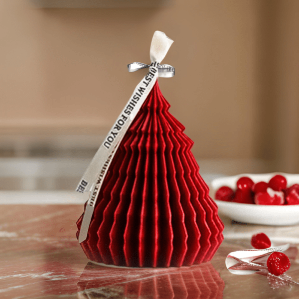 Merry Red Candle – Christmas Tree & Vanilla Scent - Image 2