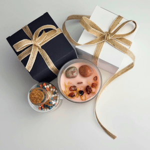 Handmade 500g Citrus & Bergamot decorative candle in a glass jar with a reusable Irish Matches Jar, luxury artisan home décor gift crafted in Ireland.